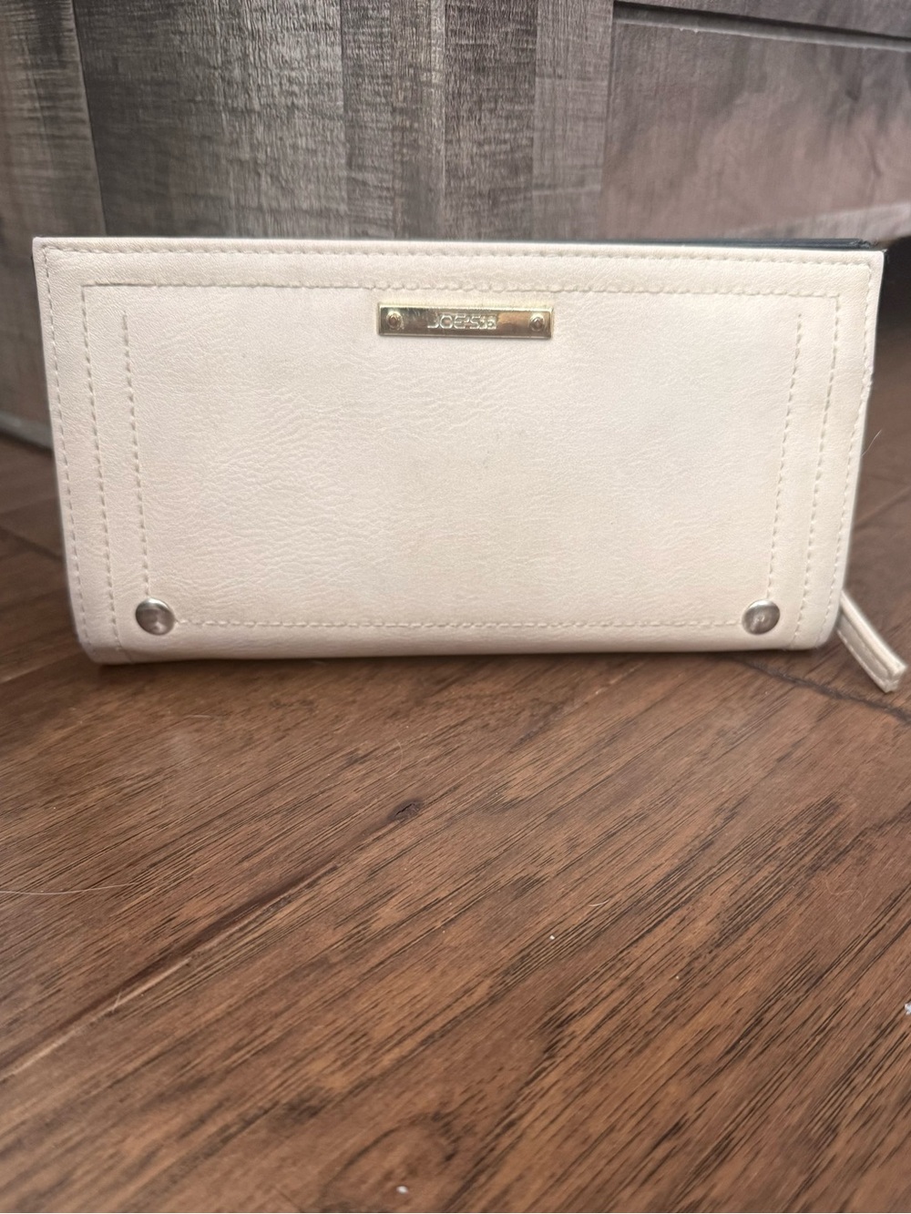 Joe’s Cream Zip-Around Wallet with Gold Accent